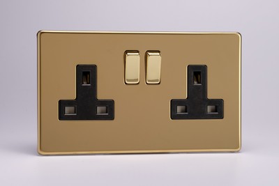 Varilight Ultraflat Polished Brass XFVW Flat Light Switch Socket Dimmer Toggle 