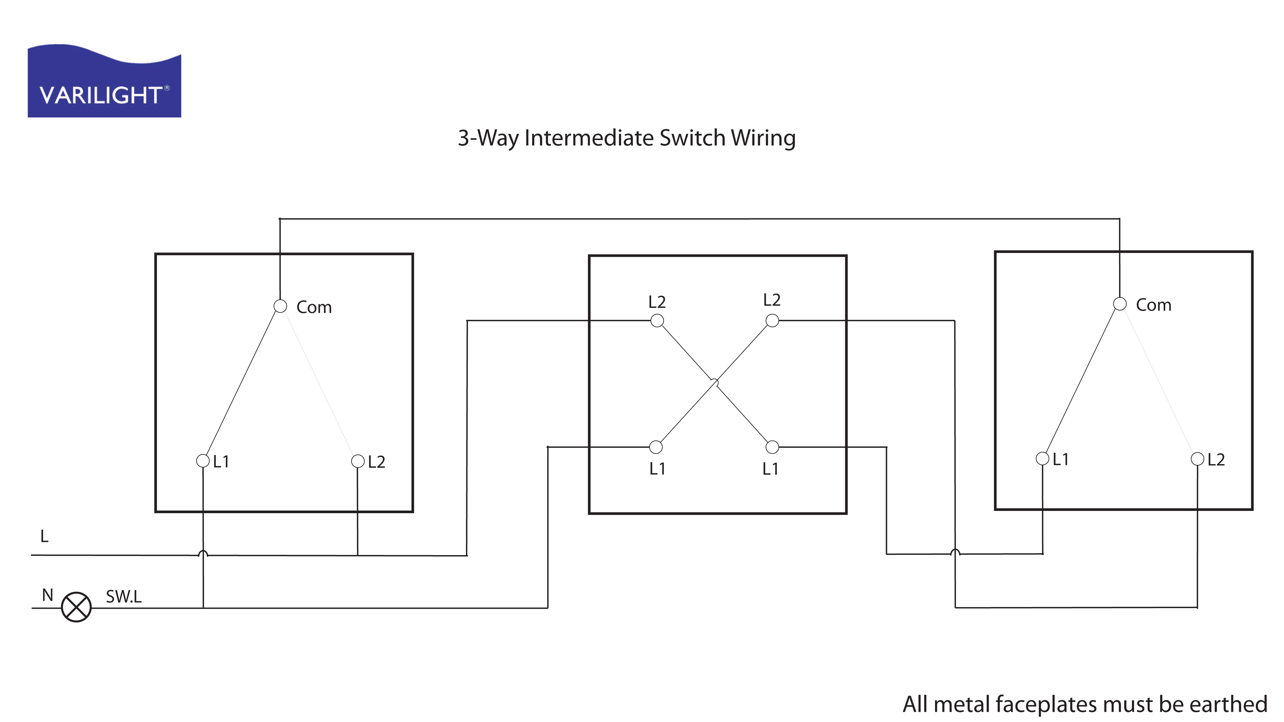 Varilight Wiring Diagrams, 2 Way Switch Wiring With Intermediate